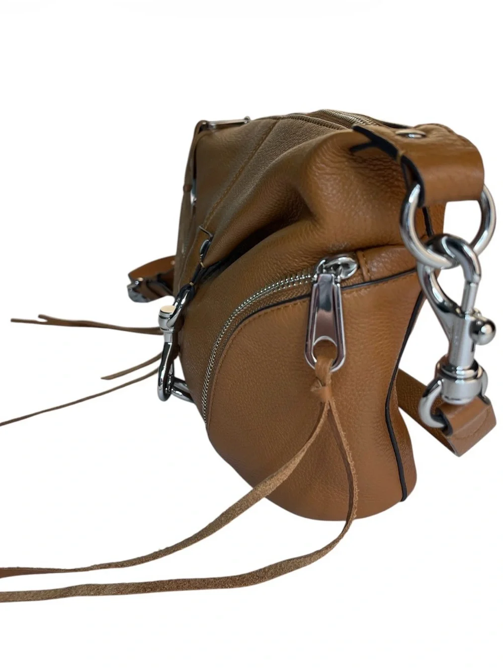 Rebecca Minkoff Small Julian Crossbody Bag Tan Silver Hardware Boho